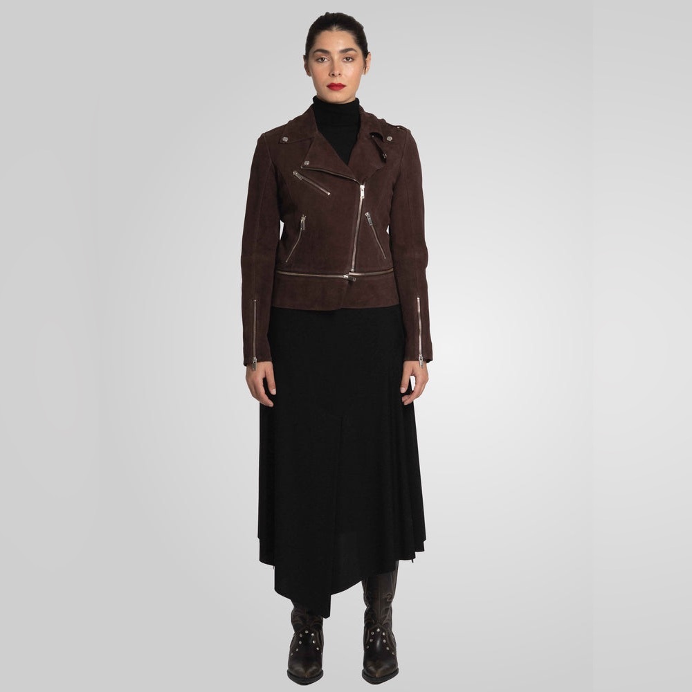 Chic Dark Brown Leather Jacket - image 2